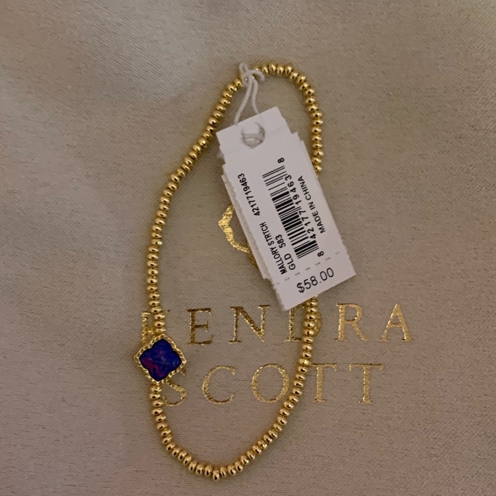 Kendra Scott Blue Opal Mallory Stretch Bracelet NWT gold jewelry